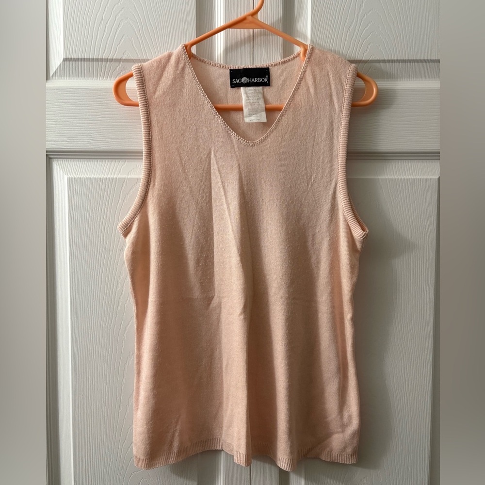 Sag Harbor Women's lite pink Cream Sleeveless Top